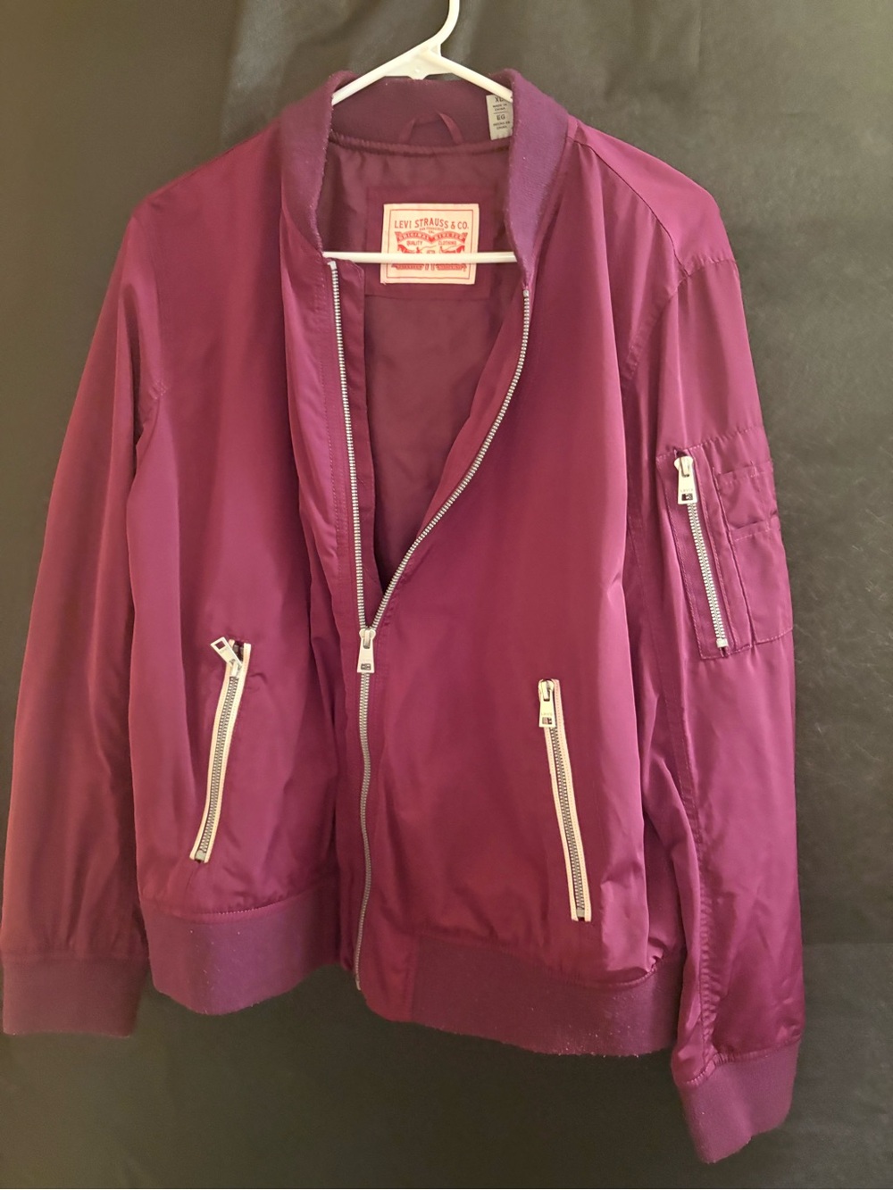 Levi's Women's Plum Bomber Jacket with Silver Zippers